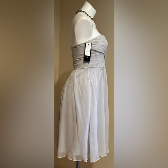 Ann Taylor Straples Light Gray Heart Shape Neckline Empire Waist Mini Dress SZ 2 - Picture 3 of 16